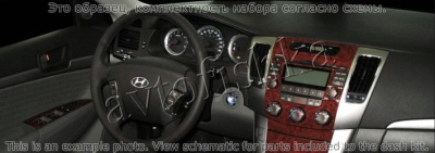 Декоративные накладки салона Hyundai Sonata 2009-2010 полный набор, авто A/C Control