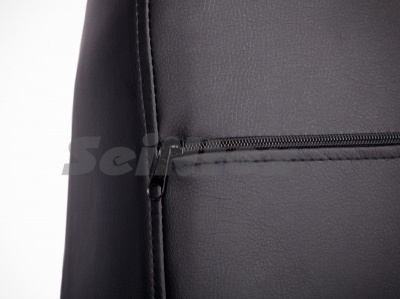 Kia Rio (11–/15–) Чехлы на сиденья (экокожа), цвет - чёрный + серый, седан